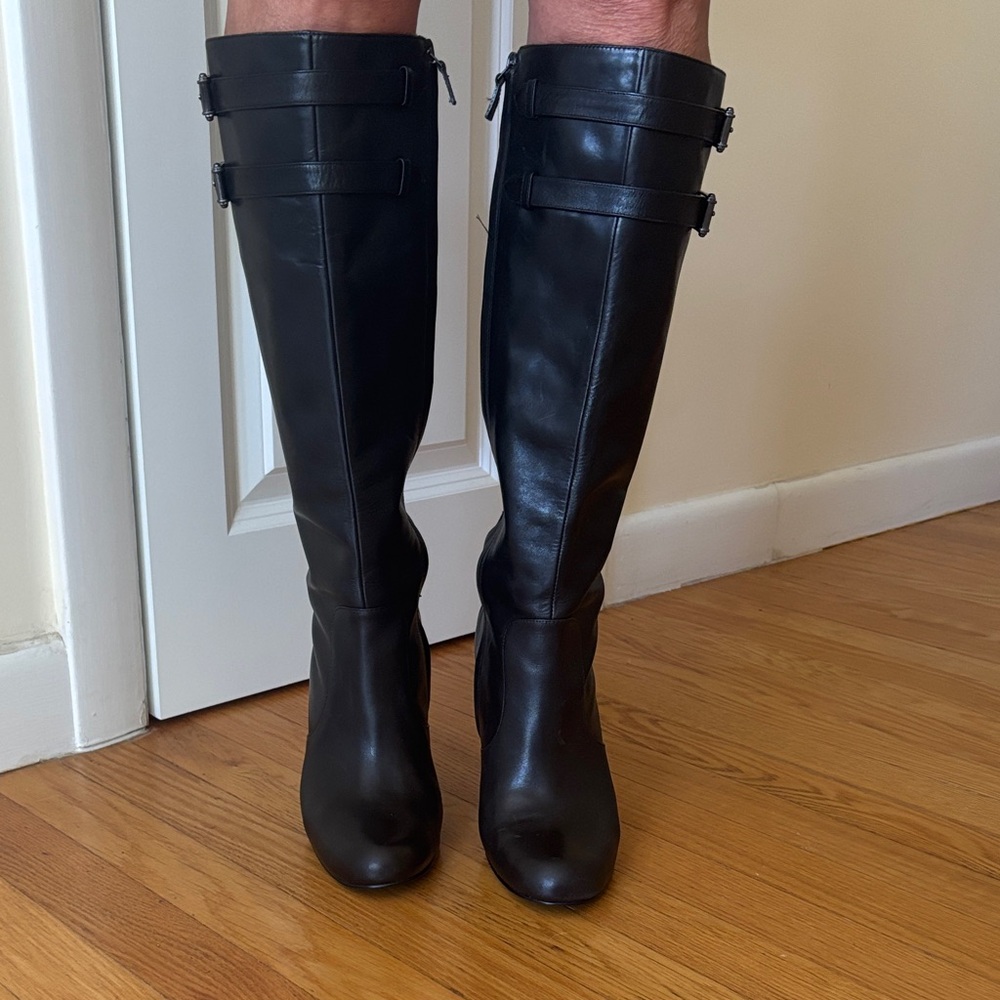 Cole Haan Black Leather Heeled Boots